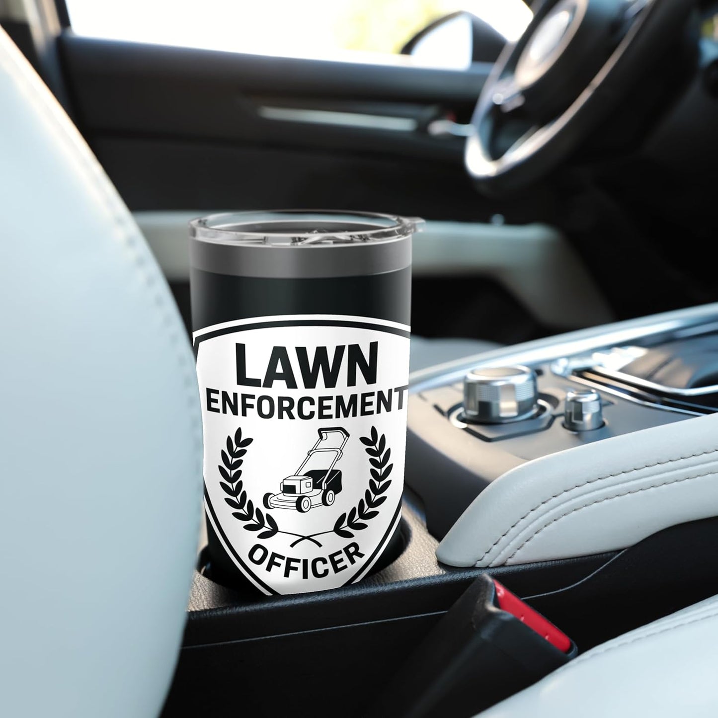 Lawn Enforcement Officer Police Badge Parody Gardening Humor Stainless Steel Insulated Tumbler
