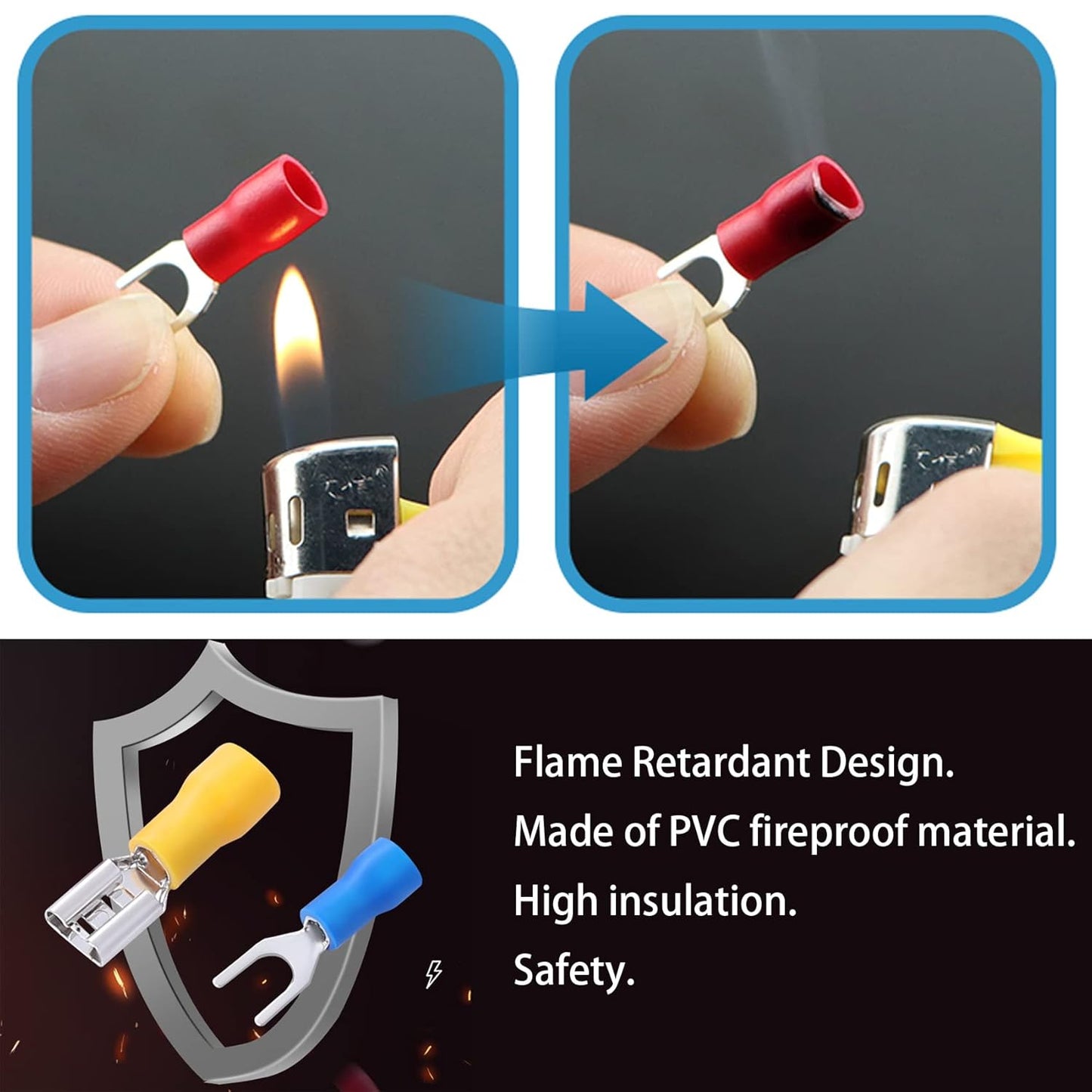 280PCS Crimp Connectors, 2.8mm 4.8mm 6.3mm Male and Female Spade Conne