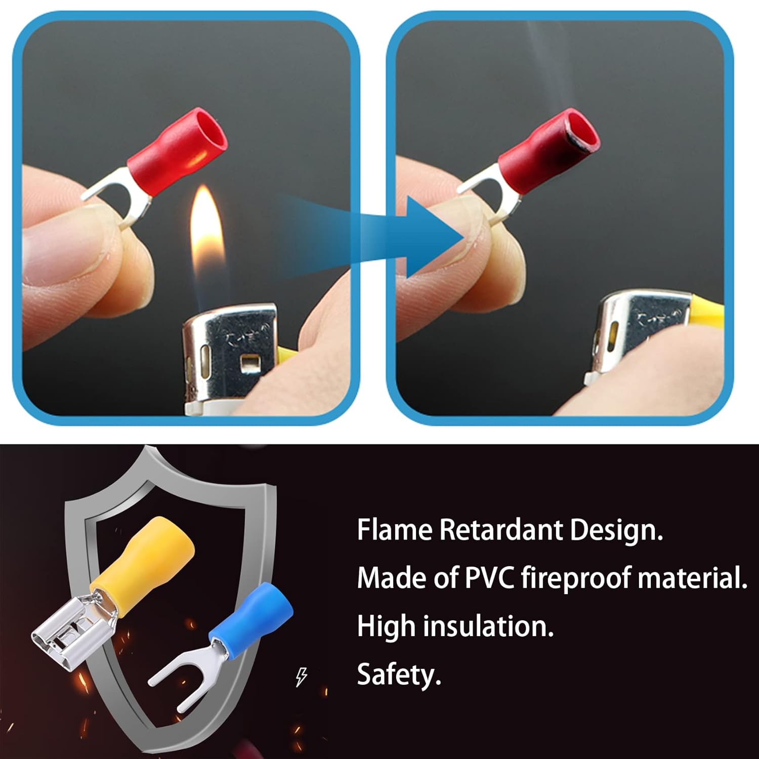 280PCS Crimp Connectors, 2.8mm 4.8mm 6.3mm Male and Female Spade Conne