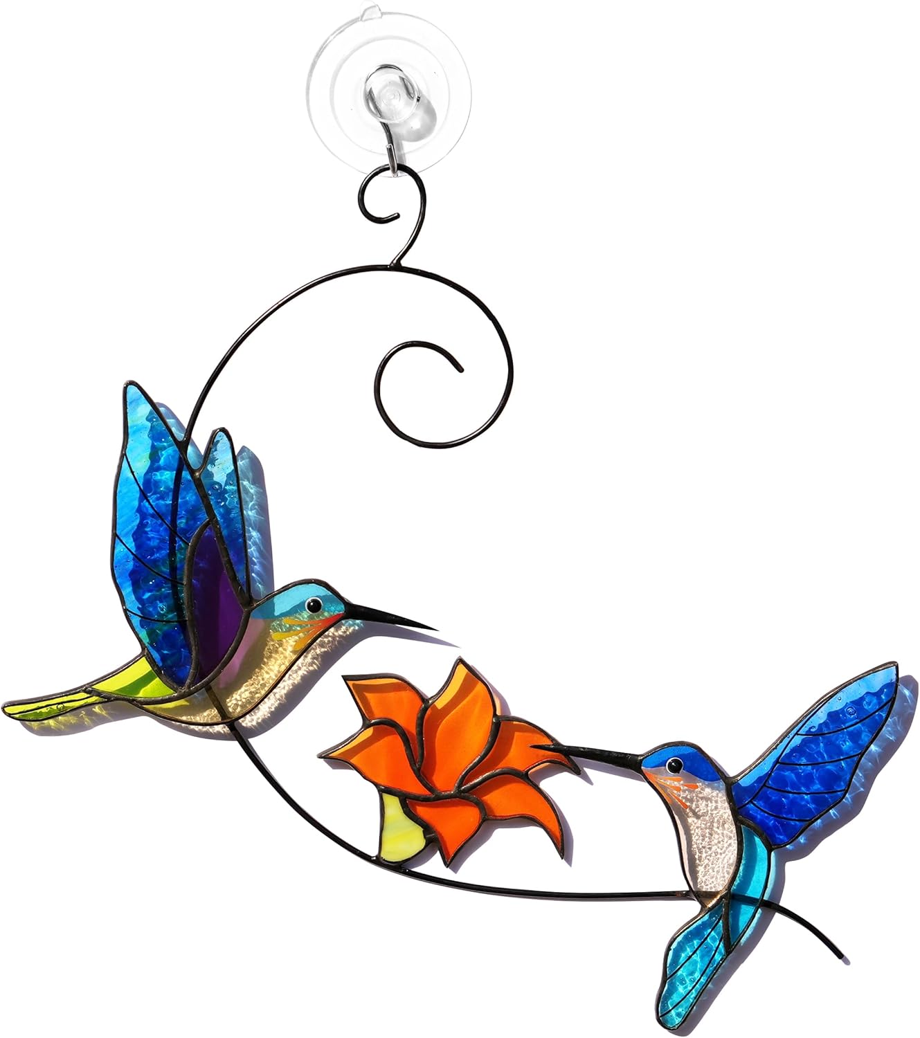 Stained Glass Window Hangings Hummingbird Suncatcher Bird Stained Glass Sun Catcher for Window Hummingbird Gifts for Home Decor Bird Lover