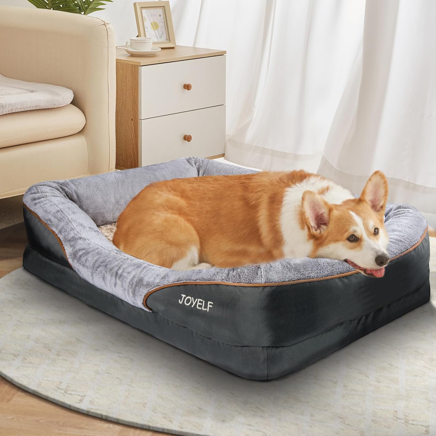 JOYELF Large Memory Foam Dog Bed, Orthopedic Dog Bed & Sofa with Remov