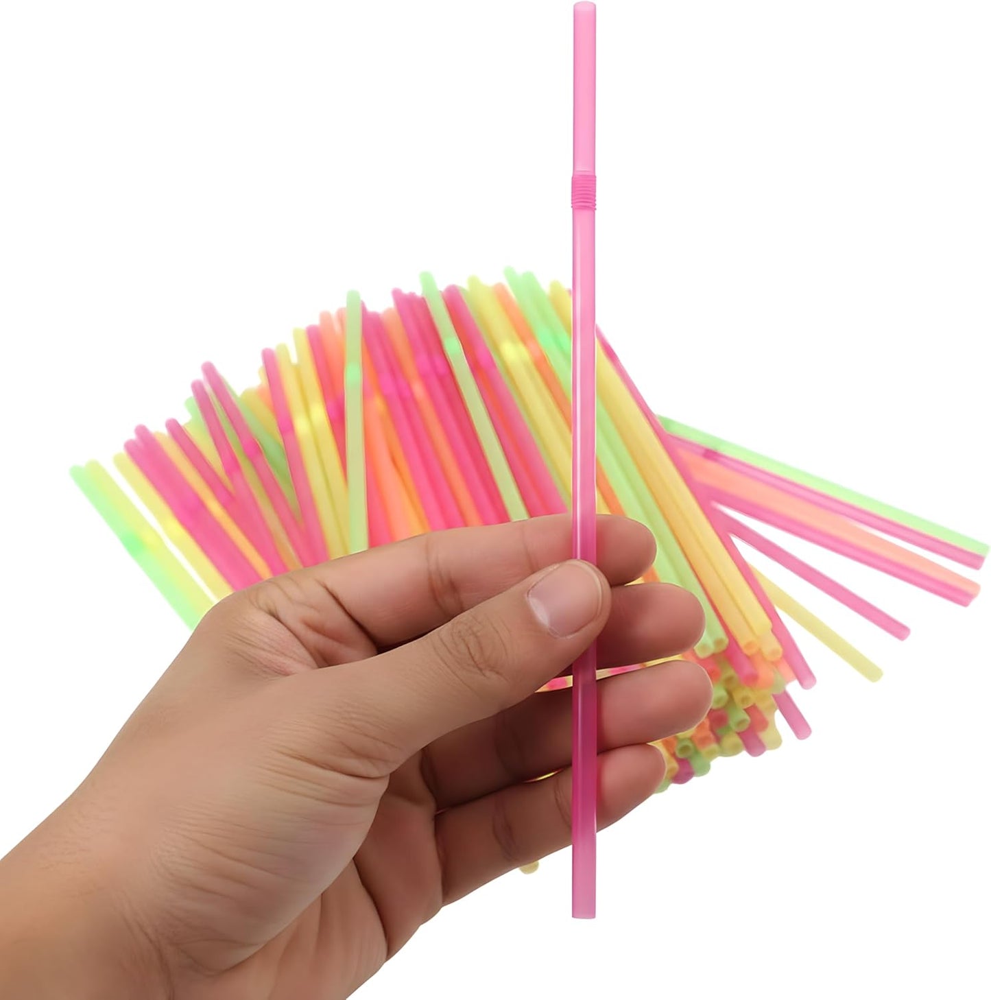 Flexible Plastic Straws Disposable, Vibrant & Colorful Assortment Bendy, Stylish Drinking Straws for Every Occasion & Party Decoration, 175 Count
