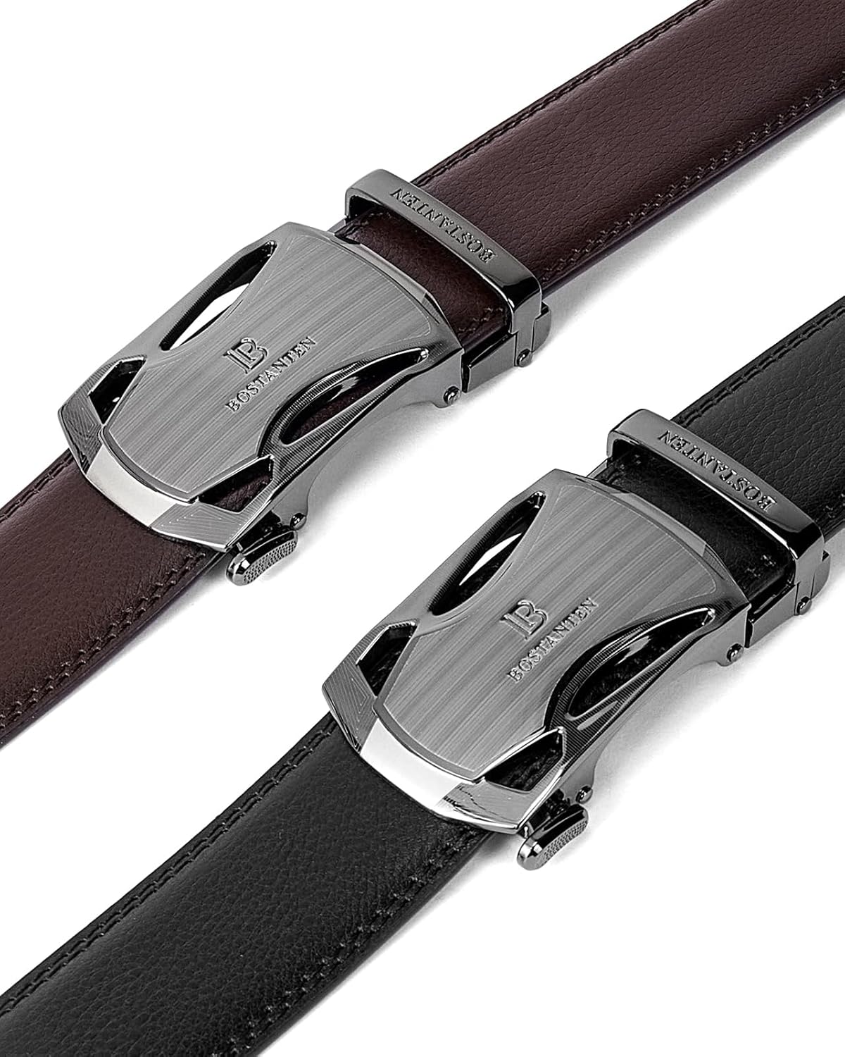 BOSTANTEN Ratchet Leather Belt For Men 2 Pack Dress and Casual with Ad