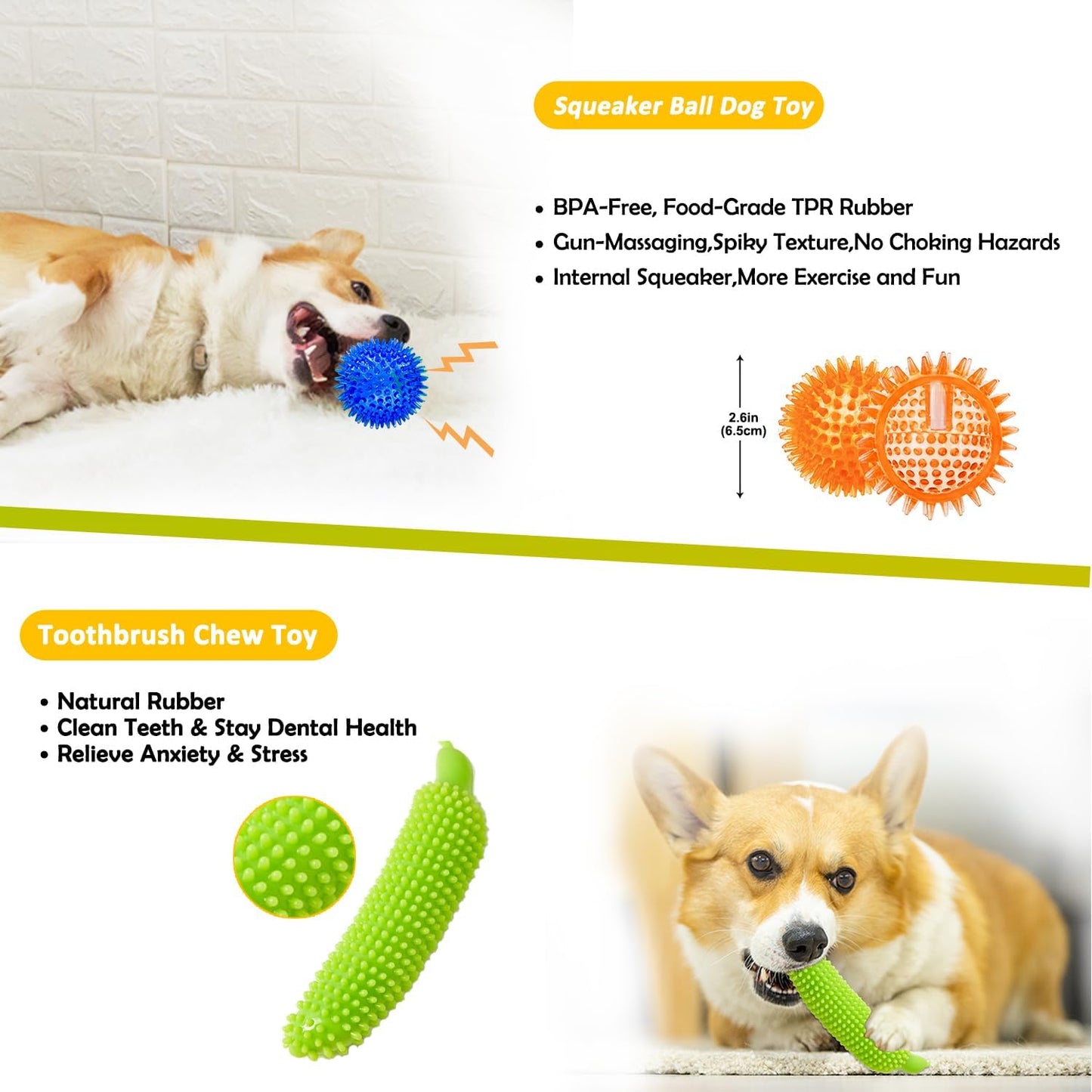Dog Toys 25 Pack for Fun and Teeth Cleaning, Puppy Chew Toys Pack with