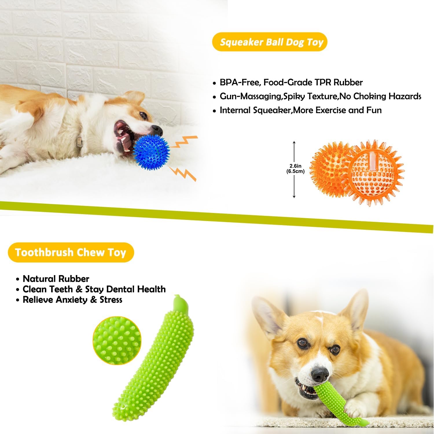 Dog Toys 25 Pack for Fun and Teeth Cleaning, Puppy Chew Toys Pack with
