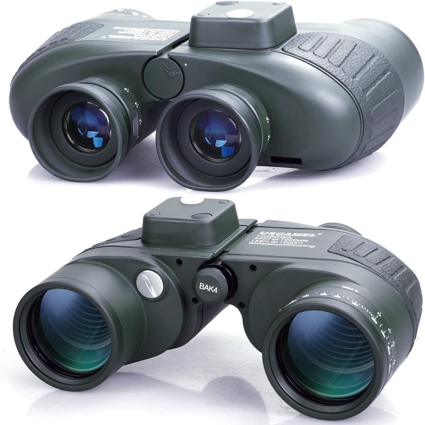USCAMEL 10X50 Marine Binoculars for Adults with Rangefinder Compass, Waterproof Marine Binoculars for Sailing Boating Fishing