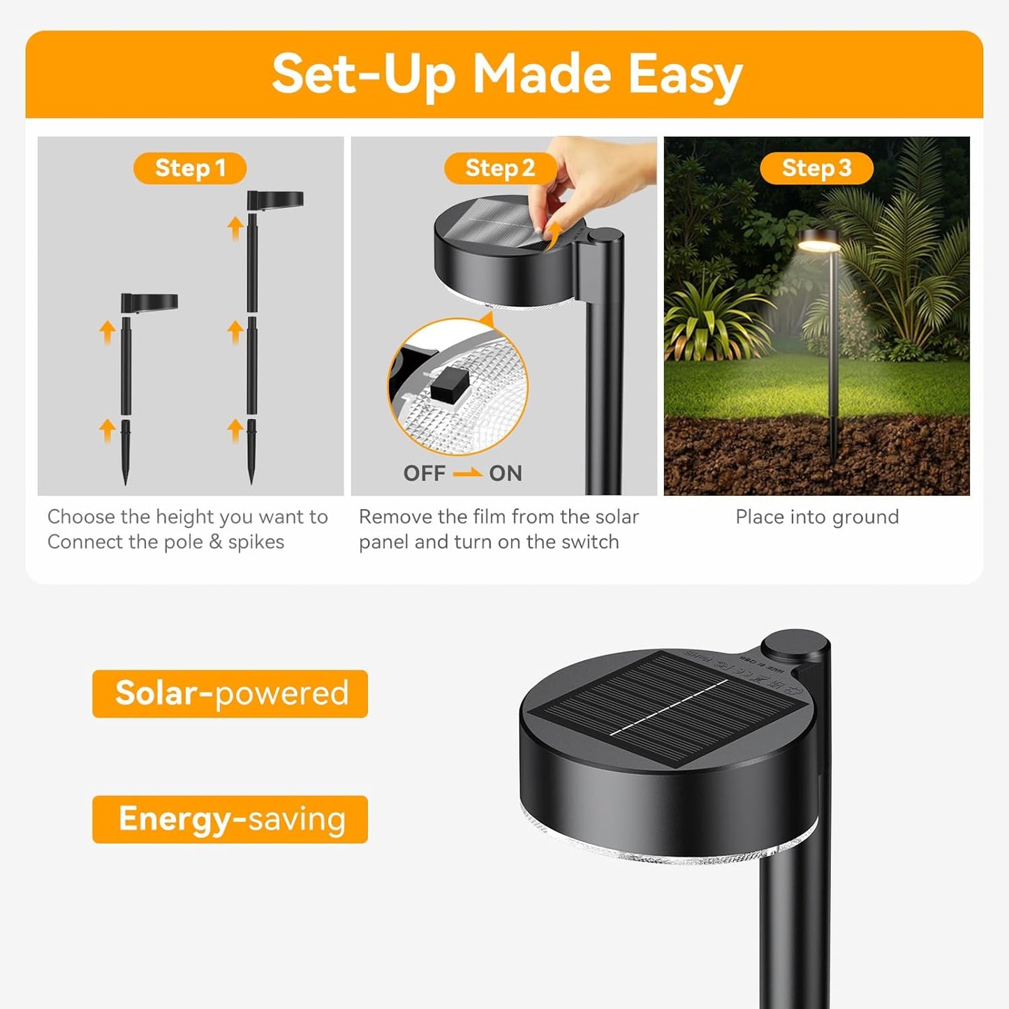 8 Pack Solar Pathway Lights Outdoor, 12 Brighter LED Solar Lights Outd