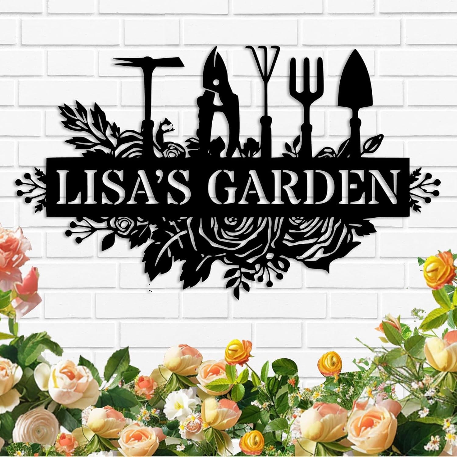 Custom Metal Garden Signs, Personalized Garden Tools Signs with Name, 