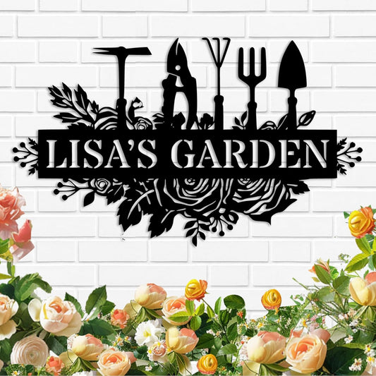 Custom Metal Garden Signs, Personalized Garden Tools Signs with Name, 