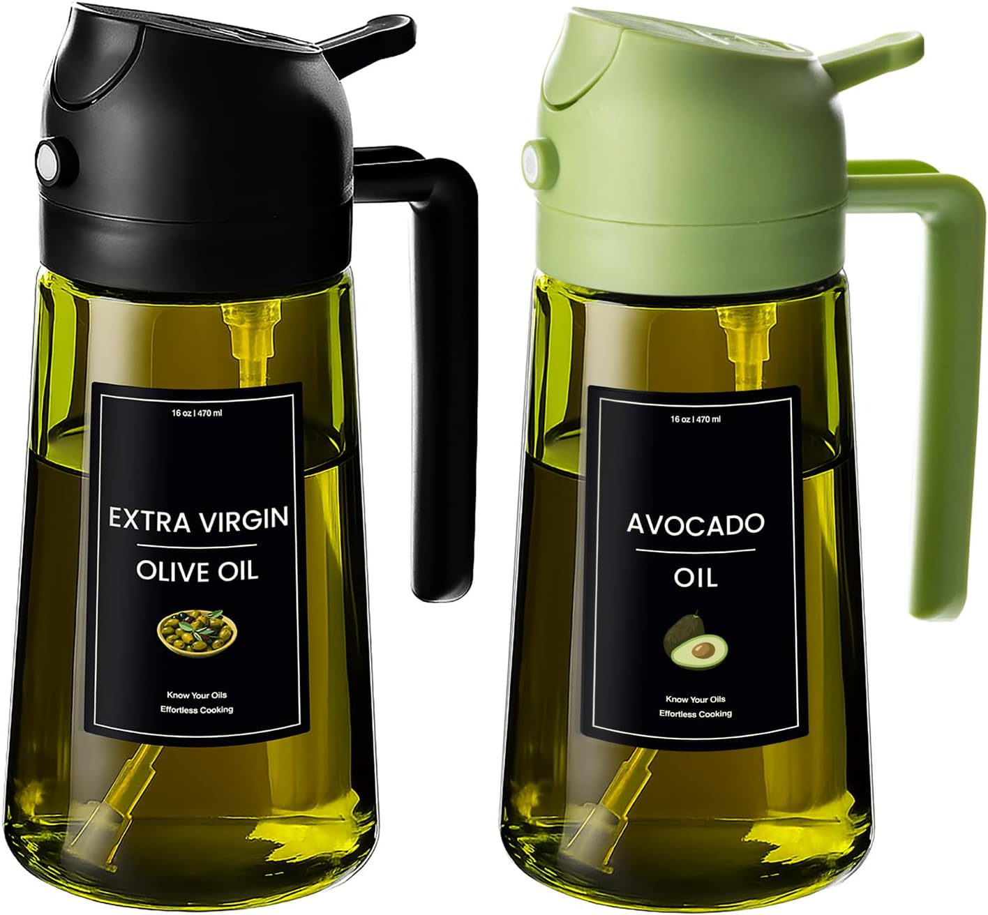 CXINYI - 16oz/470ml Olive Oil Dispenser for Kitchen with Stickers - 2 