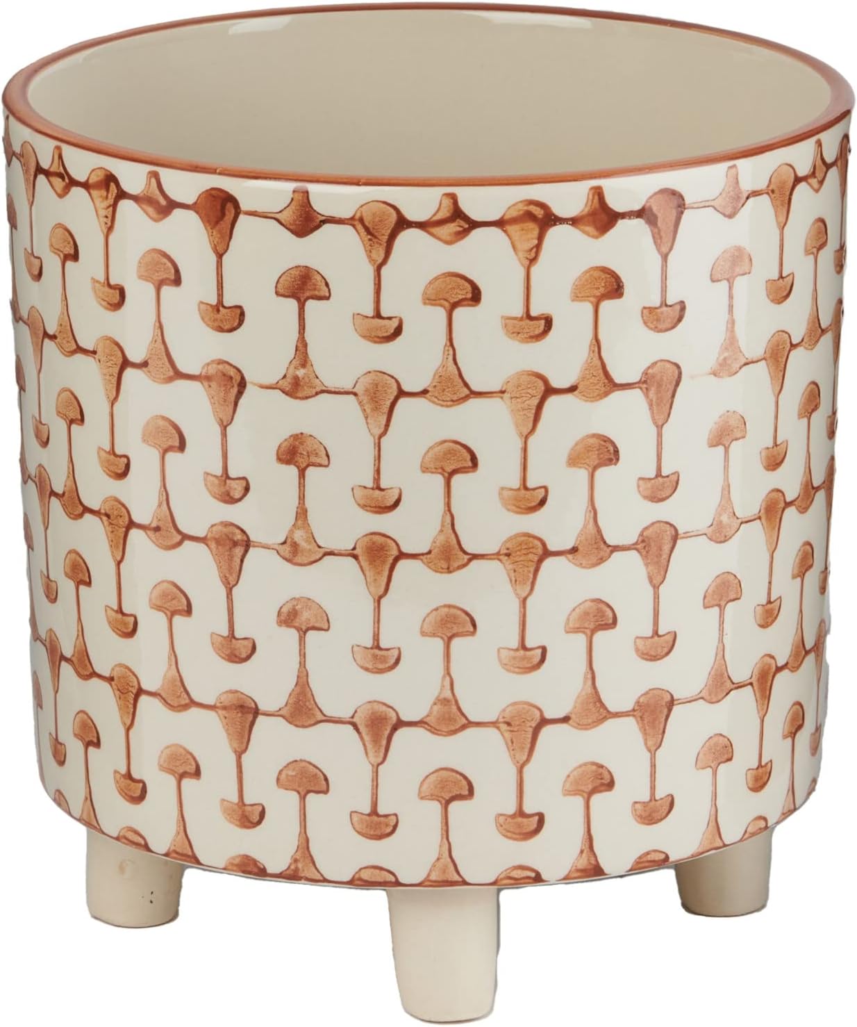 Creative Co-Op Footed Stoneware Planter with Abstract Print, Rust and 
