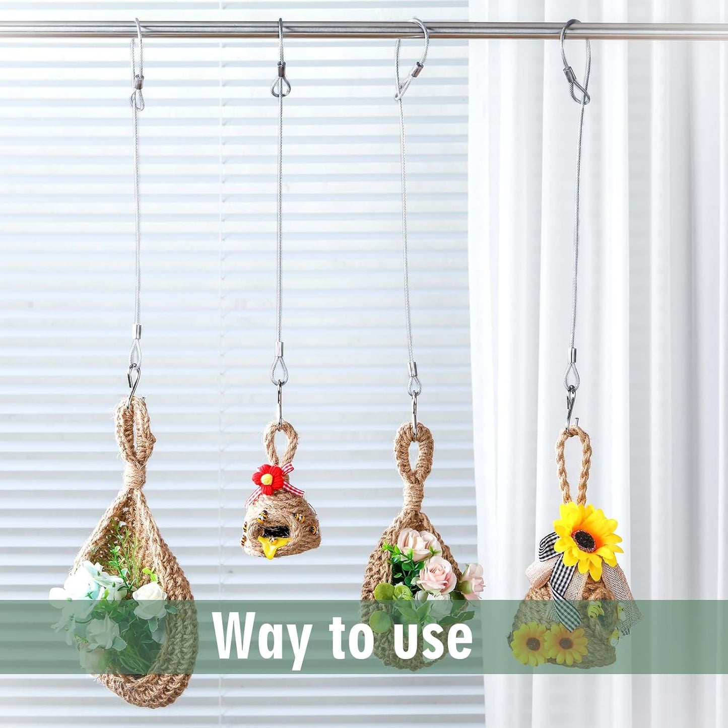 Kingdder 4 Pcs 18" Hanging Cables Chain with S Hook Bird Feeder Tree Hanger PVC Coated Flexible Branch Hook Limb Protector for Outside Bird Feeders, Planters and Decorations