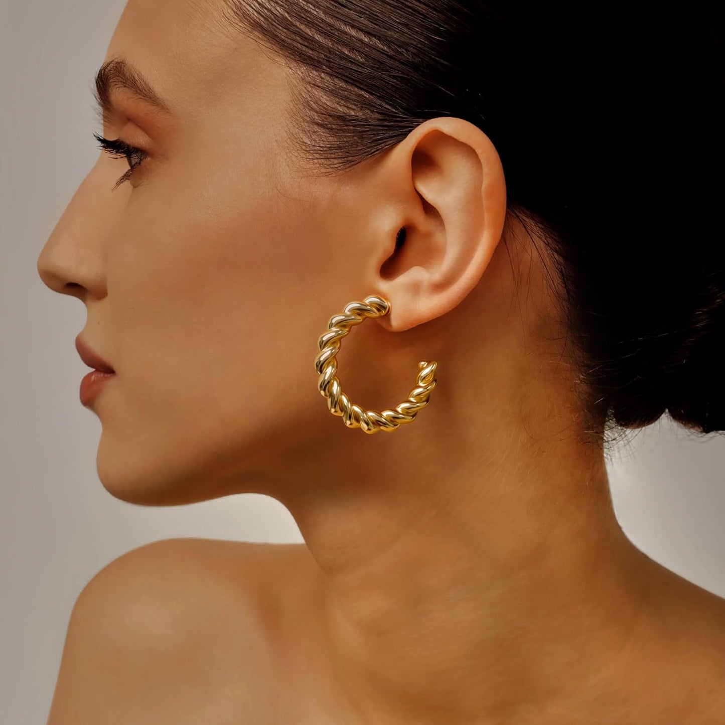 12 Pairs Chunky Gold Hoop Earrings for Women Trendy, Gold Plated Light