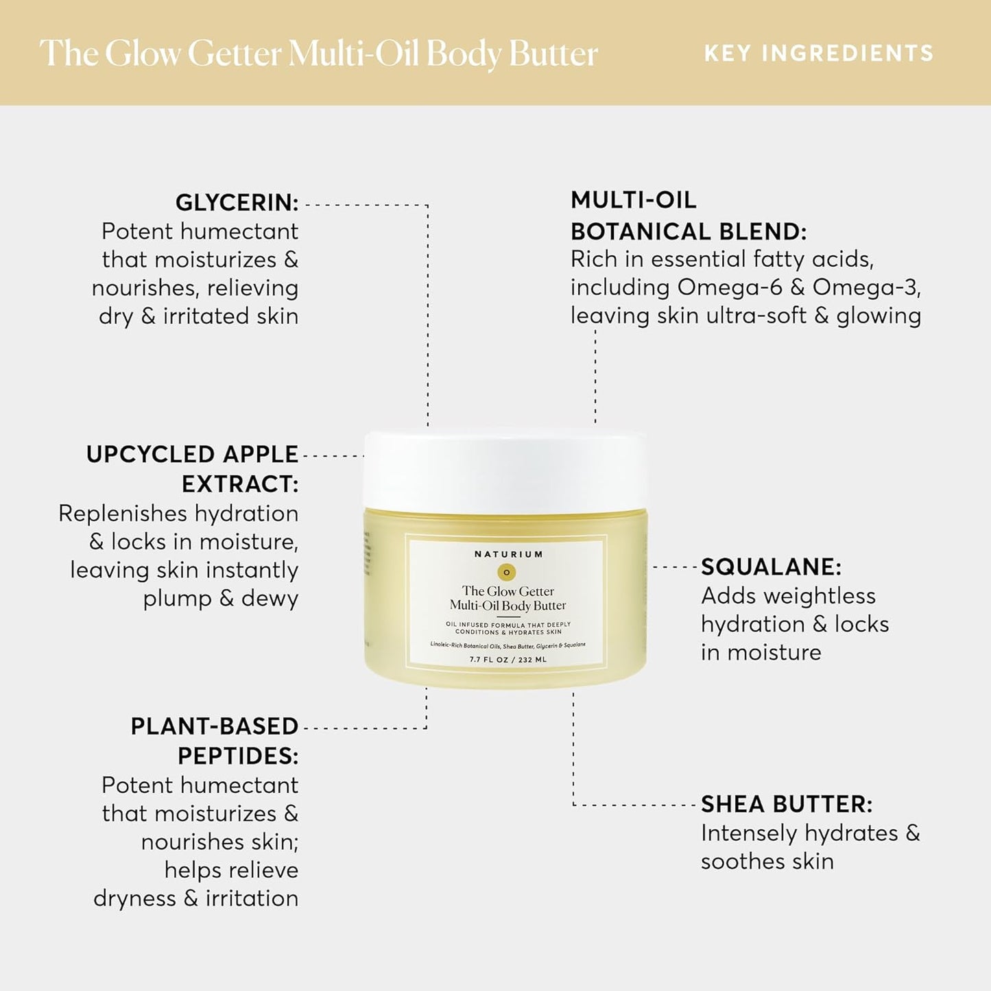 Naturium The Glow Getter Whipped Multi-Oil Body Butter, Firming Cream 
