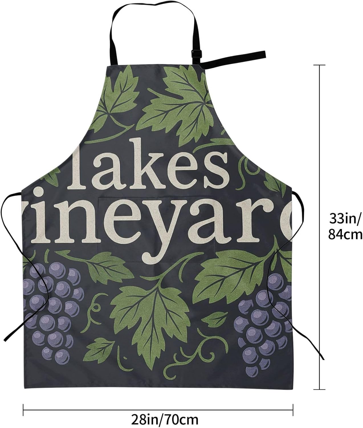 YANYU Lakes Vineyard Print 28x33 In Kitchen Apron Stylish Chef Apron with Pockets for Cooking Baking Painting