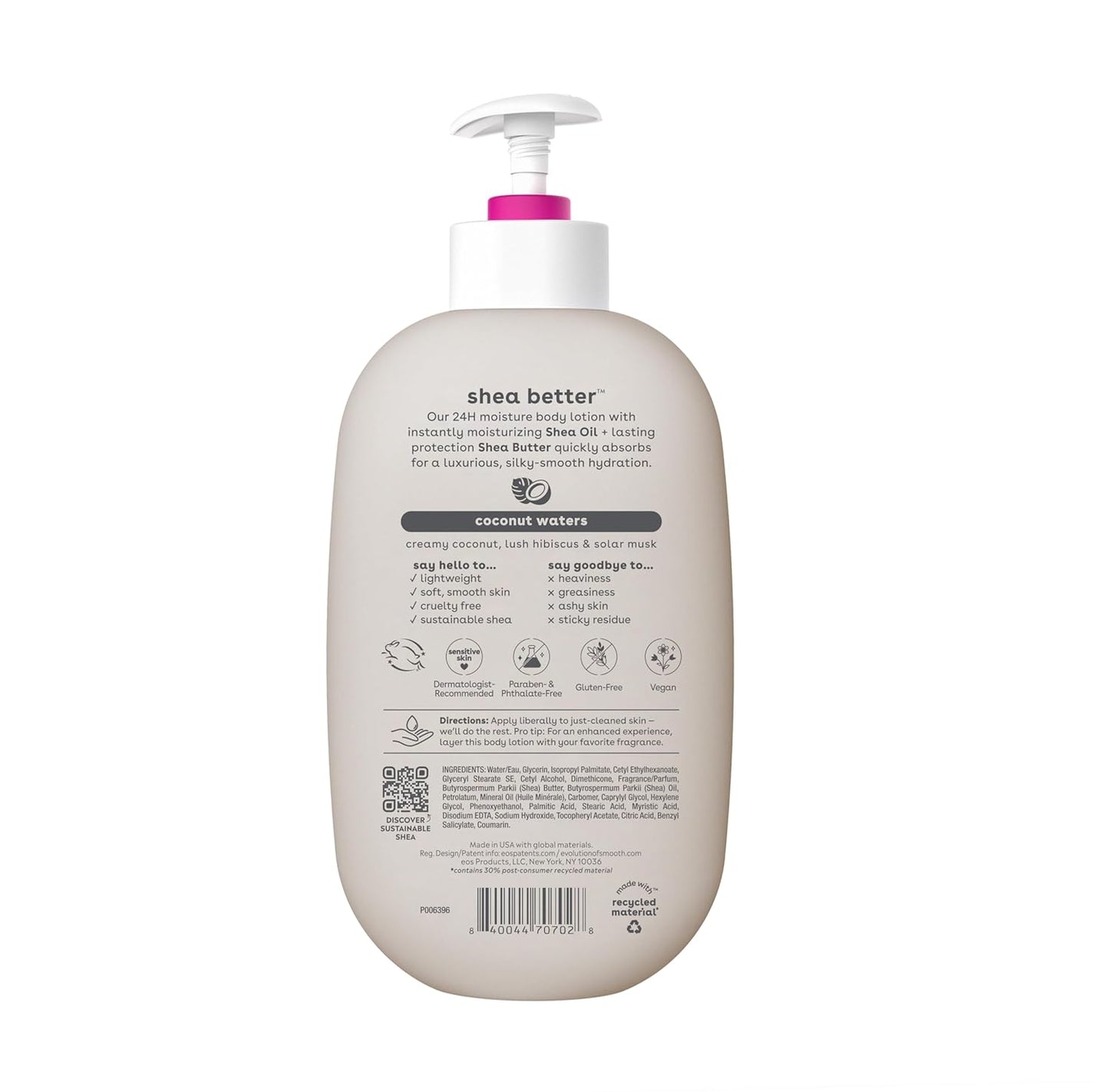 eos Shea Better Body Lotion Coconut Waters, 24-Hour Moisture Skin Care