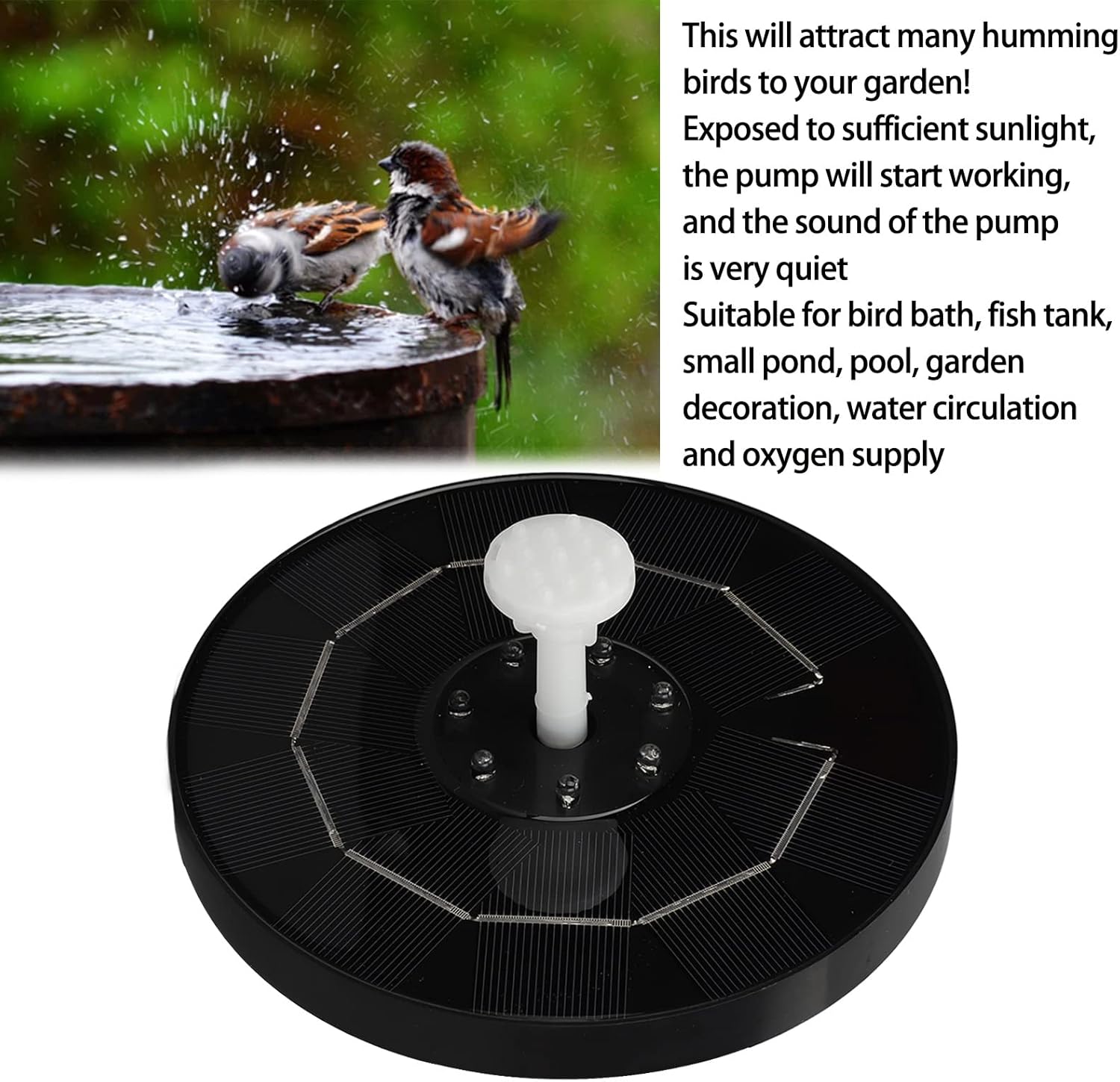 Solar Powered Bird Bath Fountain 3.5W RGB LED Solar Fountain Pump with