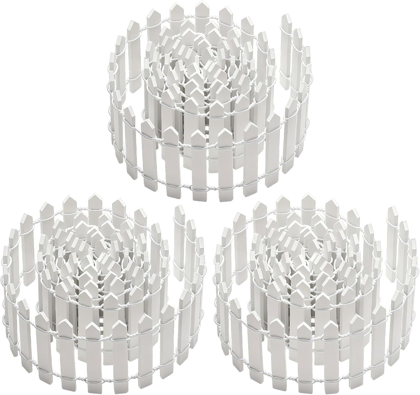 3 PCS 35 Inch Mini Christmas Garden Fence, White Miniature Fairy Garde