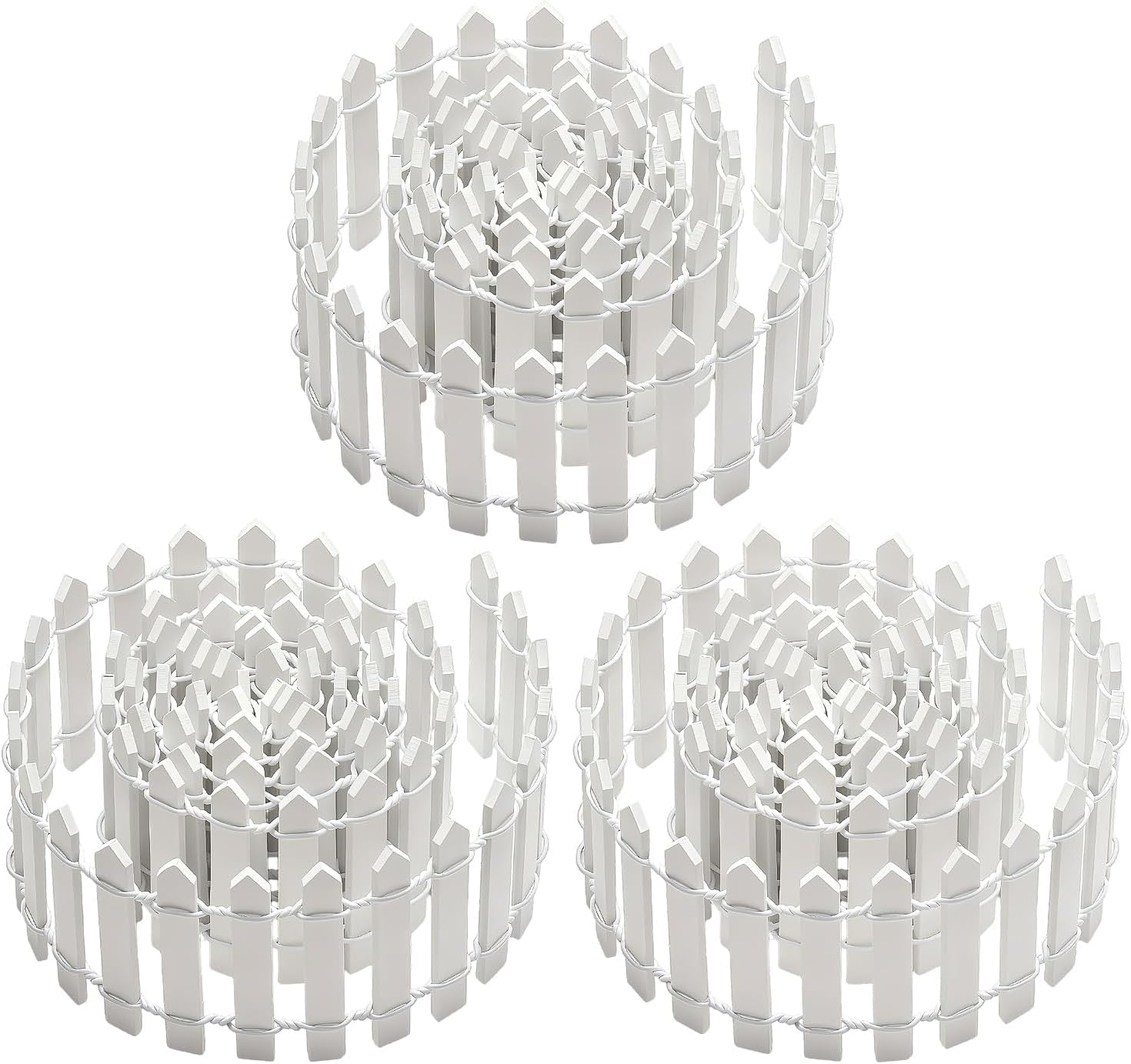 3 PCS 35 Inch Mini Christmas Garden Fence, White Miniature Fairy Garde