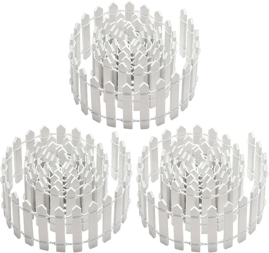 3 PCS 35 Inch Mini Christmas Garden Fence, White Miniature Fairy Garde