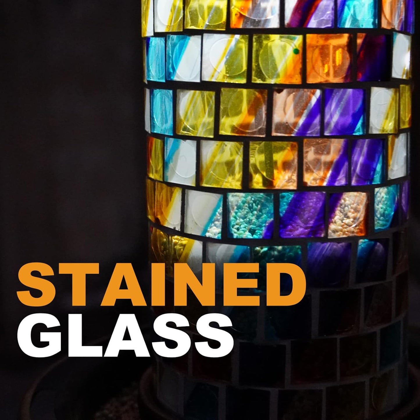 Solar Bird Feeder for Outdoor Hanging - Small Bird Seedes Feeder with Mosaic Stained Glass for Cardinals and Finches - Garden Decor Gift for Parents and Lover (1.5lbs Capacity, Sunset)