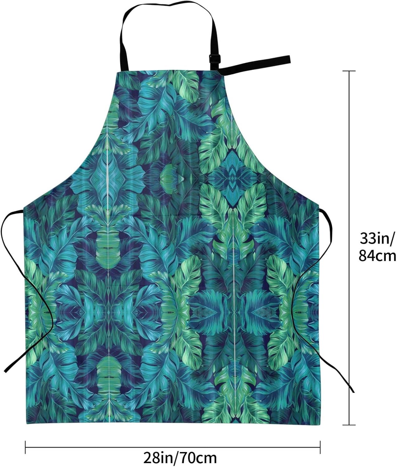 Tropical Palm Leaves Print 28x33 In Adult Kitchen Apron with Pockets Versatile Chef Smock for Cooking Baking