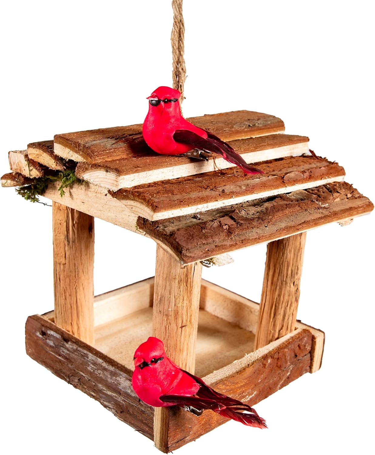 YCHTEWY-Handmade Wooden Outdoor Bird Feeder, 7-Inch, Wild Bird, Ranch Patio Yard Tree Hanging