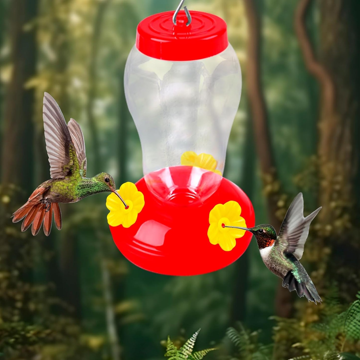 30Pcs Hummingbird Feeder Parts Hummingbird Feeder Replacement Flowers with Cleaning Brush Pet Hummingbird Feeder for Hanging Feeding Hummingbird Outdoors, 3 Colors (White, Yellow, Red)