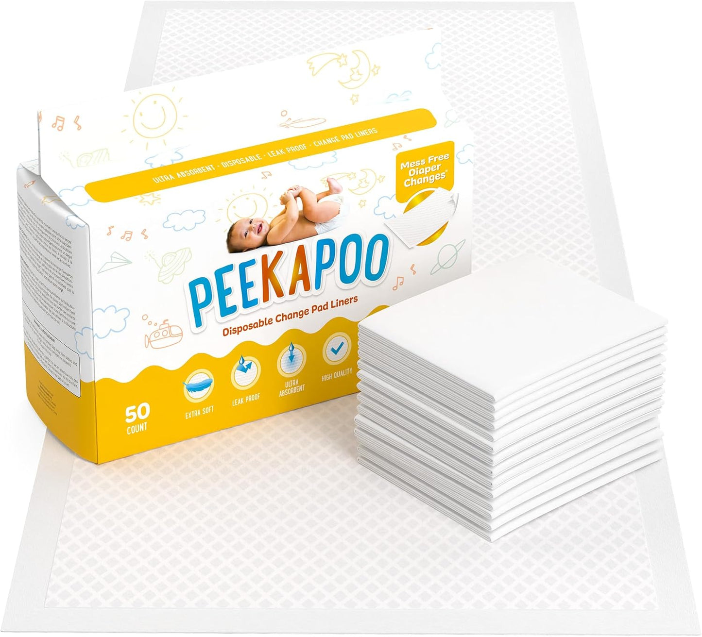 Peekapoo - The Original Disposable Baby Changing Pad Liners – 50 Pack 