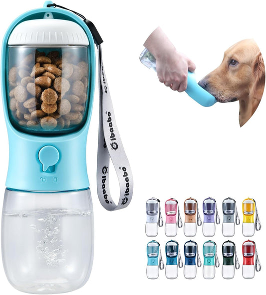 Dog Water Bottle with Food Container, Travel Puppy Water Bowl, Portabl
