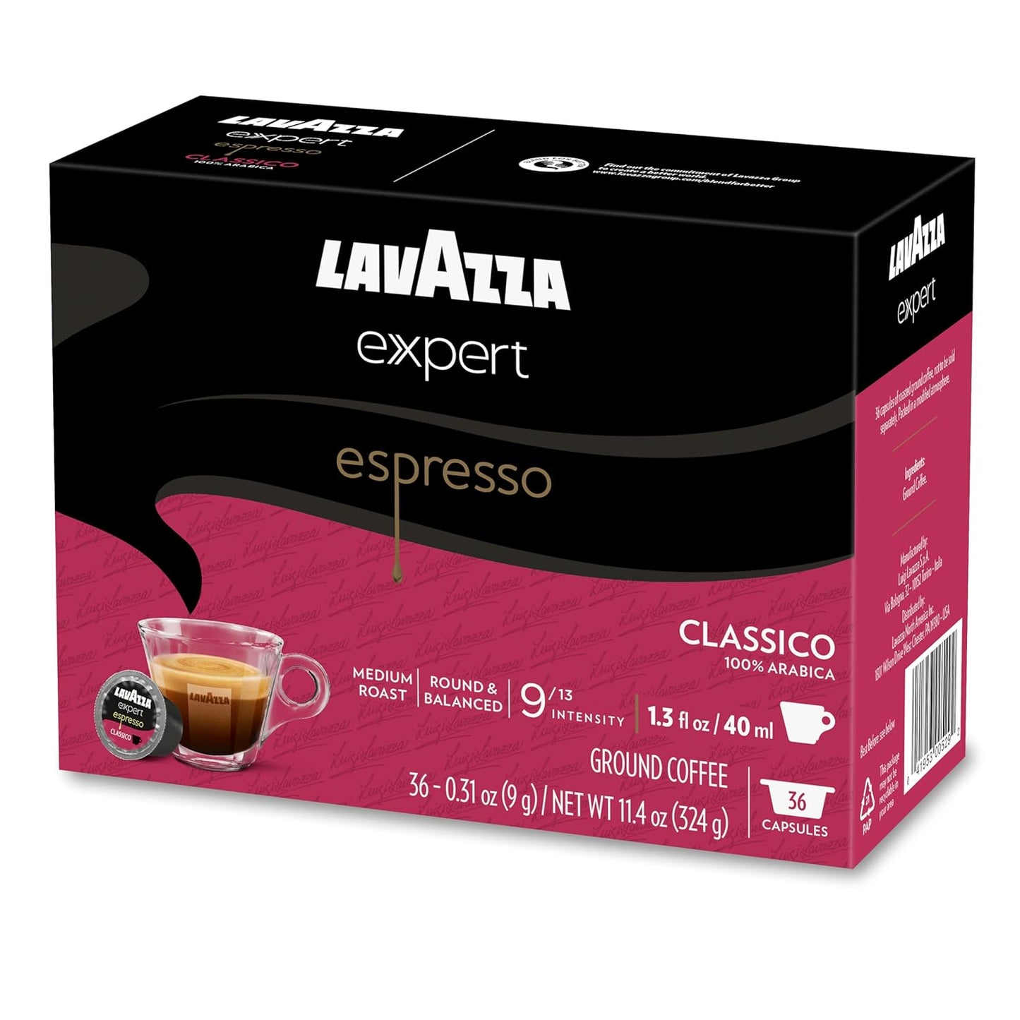 Lavazza Expert Espresso Classico Capsules, Medium Roast, 100% Arabica, Compatible with Own Classy Machines (36 Capsules)