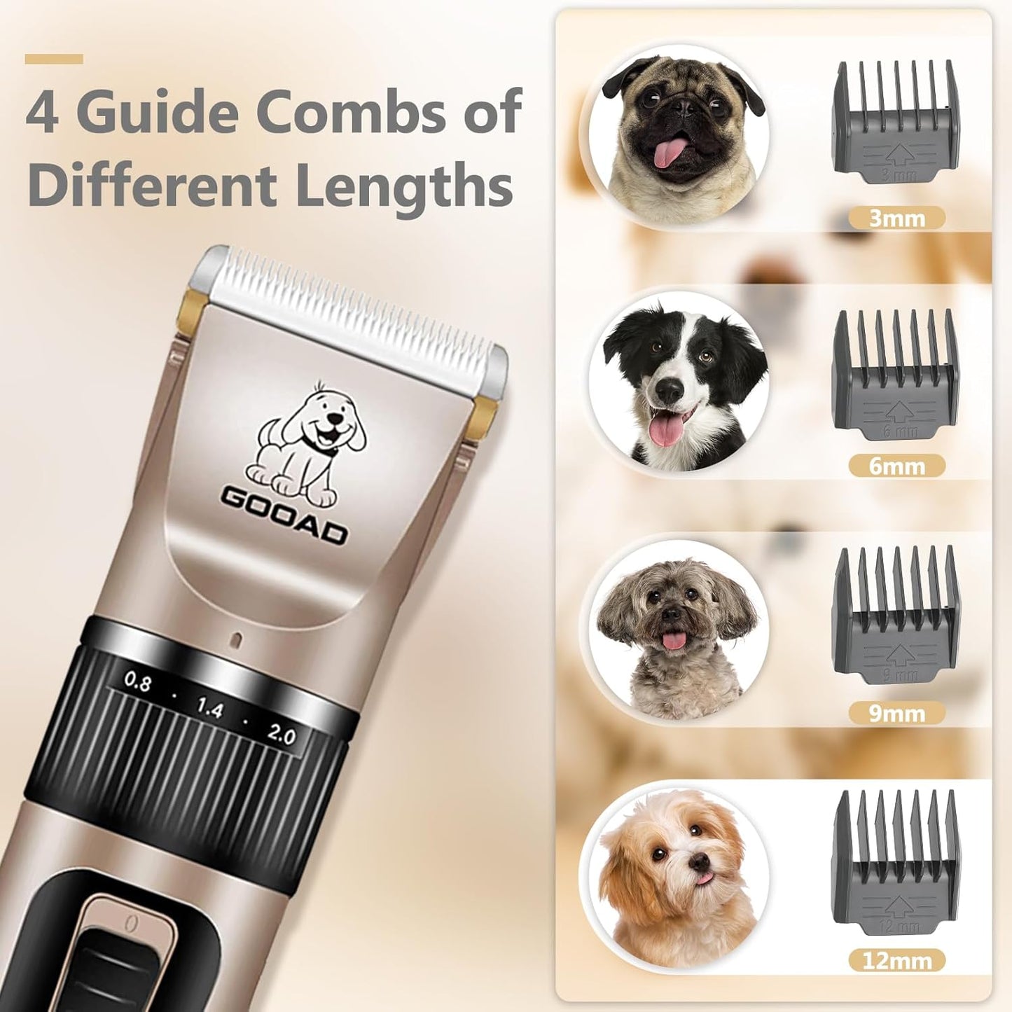 Dog Clippers for Grooming for Heavy Thick Hair&Coats,Low Noise Hair Tr