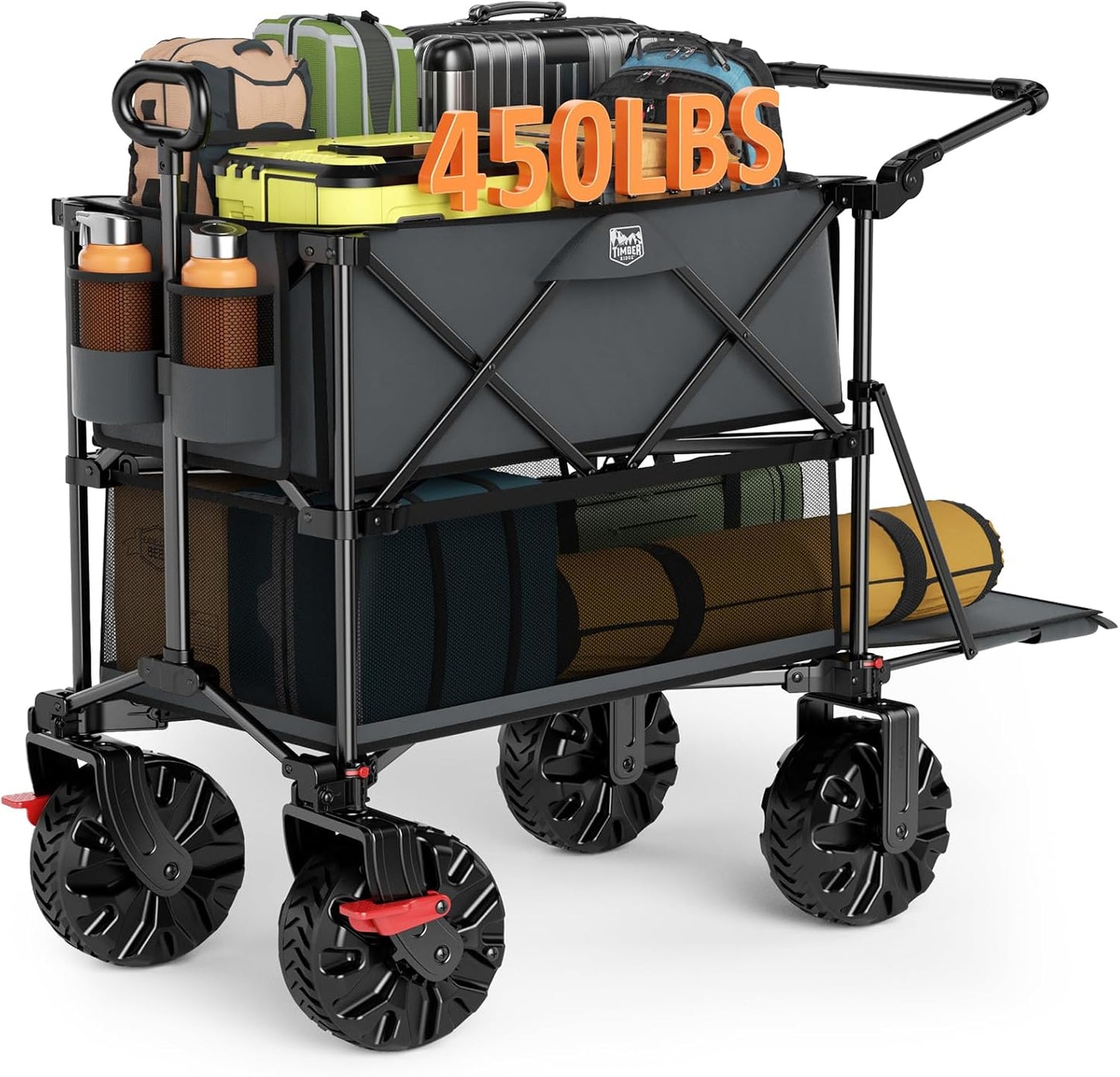 TIMBER RIDGE Push & Pull Double Decker Wagon, 400L Large Capacity Heav