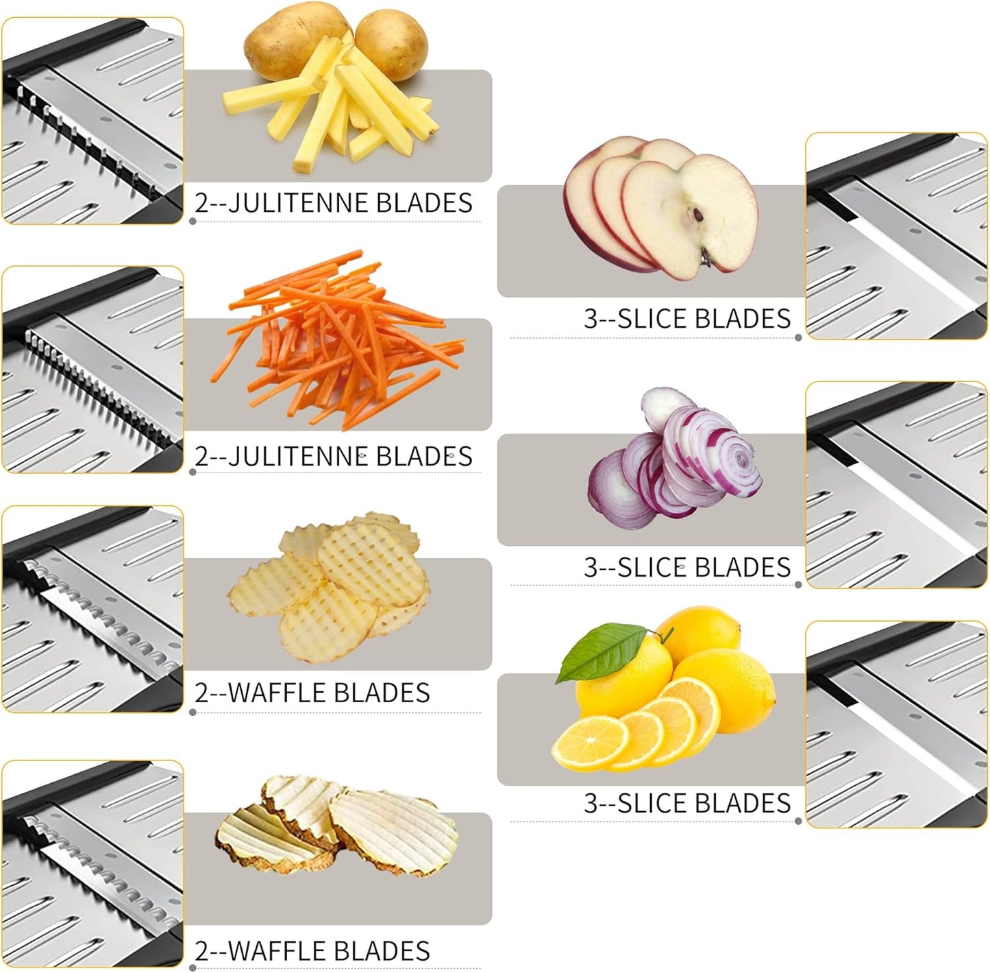 Mandoline Food slicer for kitchen, Adjustable Stainless Steel Mandolin