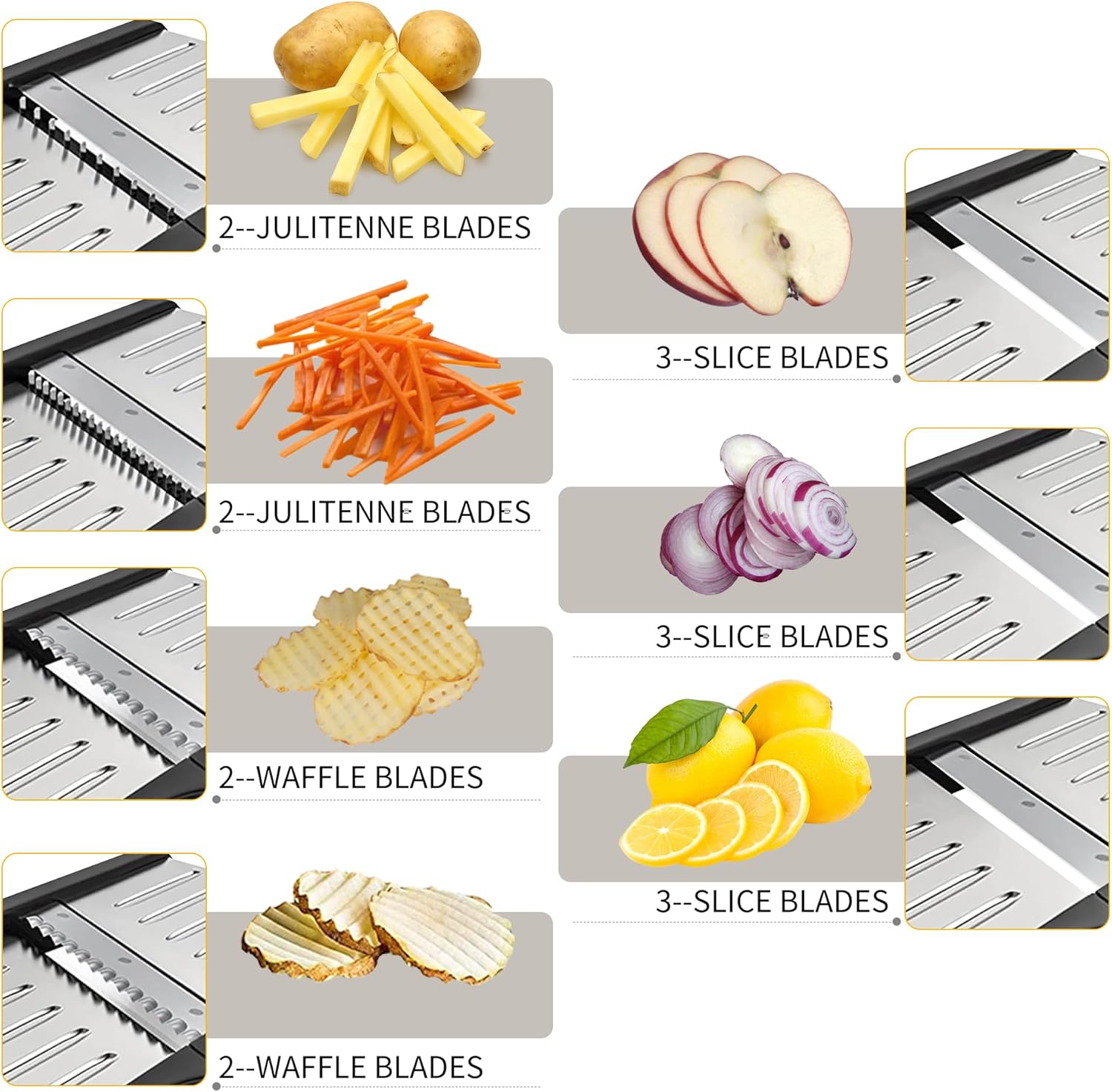 Mandoline Food slicer for kitchen, Adjustable Stainless Steel Mandolin