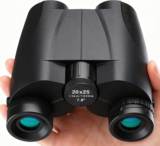 Binoculars for Adults and Kids, 20x25 Compact High Power Binoculars with Low Light Vision for Bird Watching, Large Eyepiece Waterproof Outdoor Hunting, Travel, Sightseeing