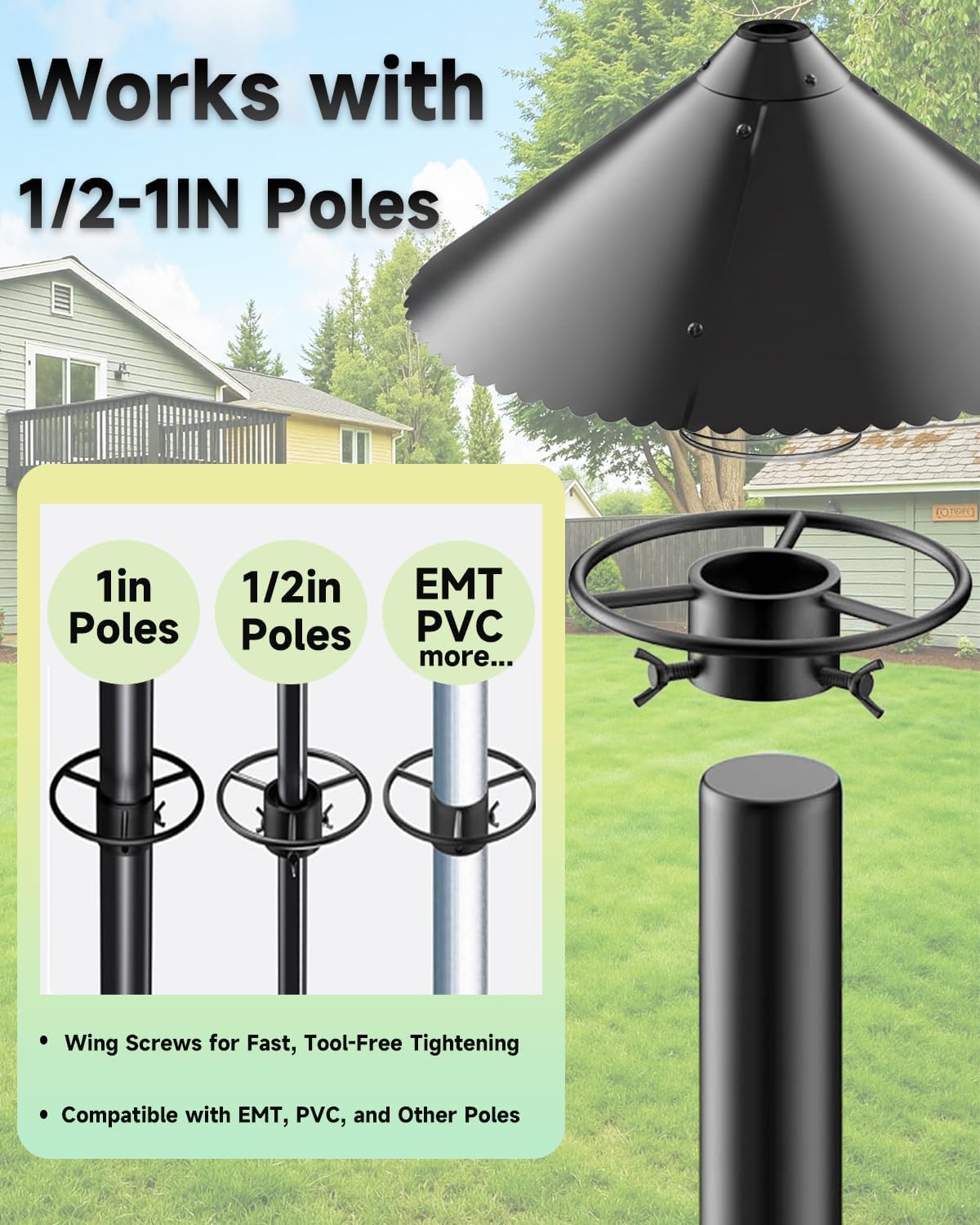 Metal Squirrel Baffle for Bird Feeder Pole, 19" Heavy-Duty Spring-Motion Guard, Upgraded Outdoor Squirrel Protector for Bird Feeder Poles (1 Pack)
