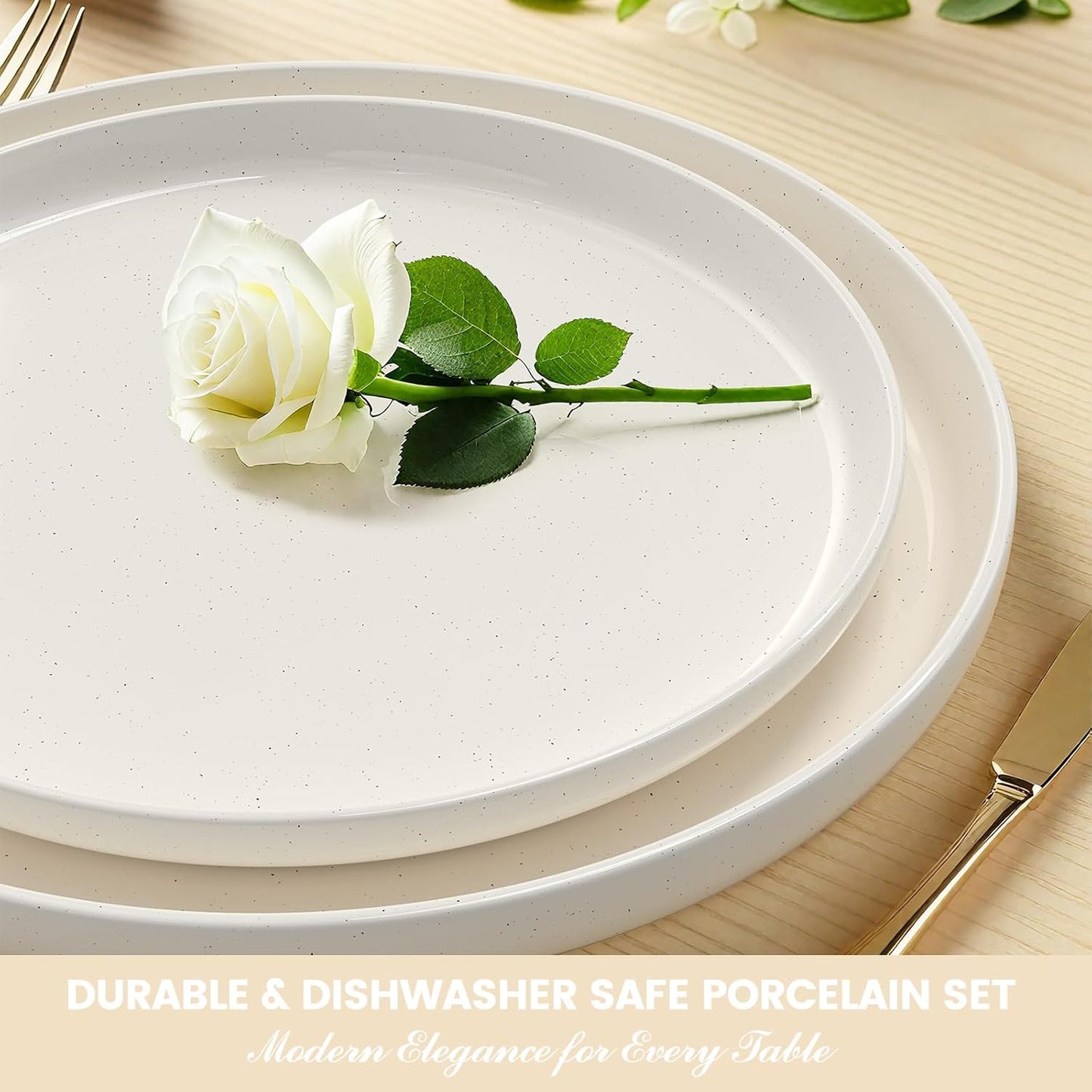 Plates and Bowls Sets, Dinnerware Sets for 4, 12 Pieces Scratch Resist