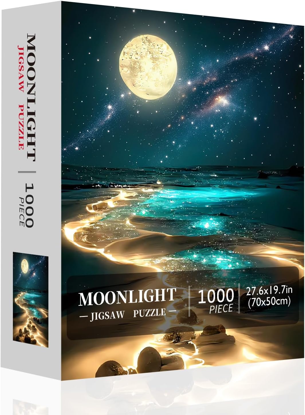 Moonlight Jigsaw Puzzles for Adults 1000 Pieces, Sparkling Beach Natur