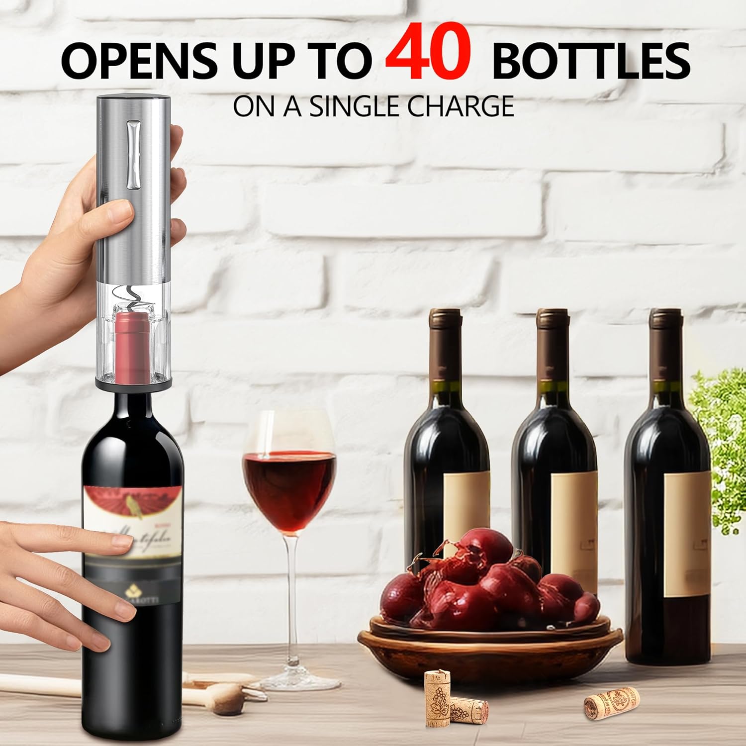 4-in-1 Rechargeable Electric Wine Opener Wine Aerator Gift Set with El