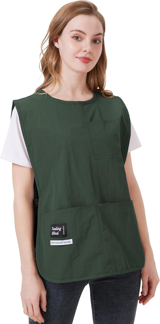 Nanxson Waterproof Cobbler Apron for Women with Pockets Barber Smock Buckle Design Hair Stylist Apron for Kitchen Garden Men