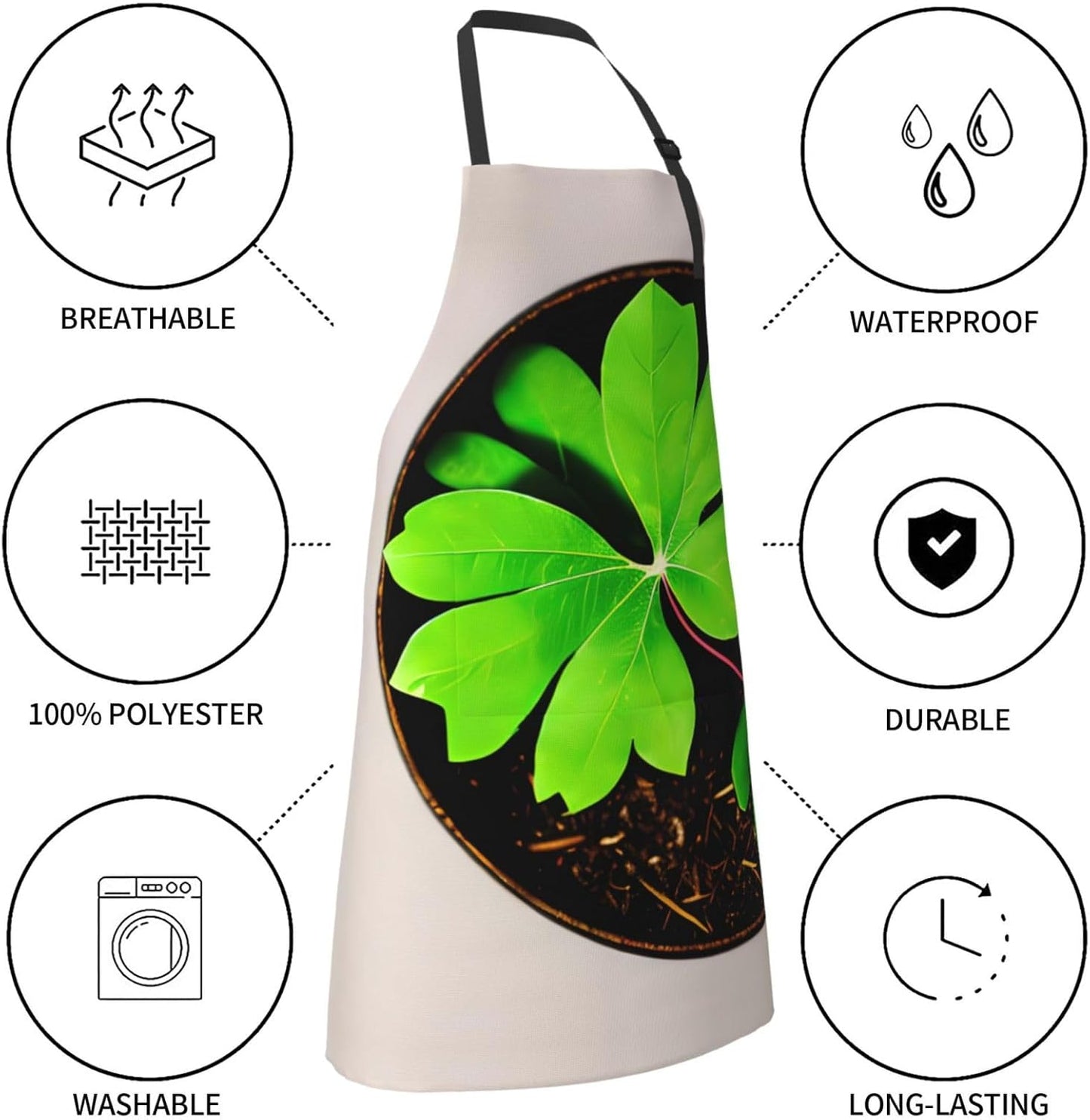 St Patricks Day Leaves print Waterproof chef's apron with pocket apron
