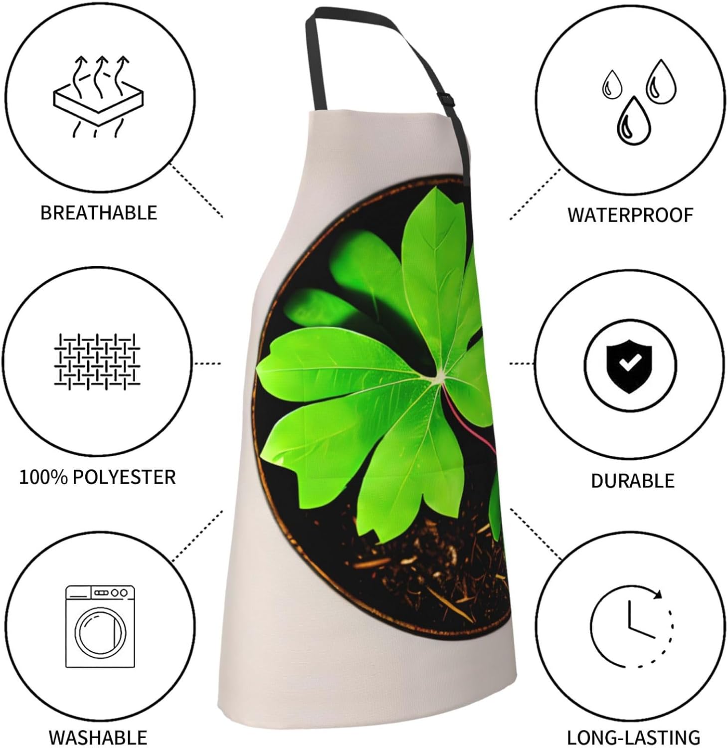 St Patricks Day Leaves print Waterproof chef's apron with pocket apron