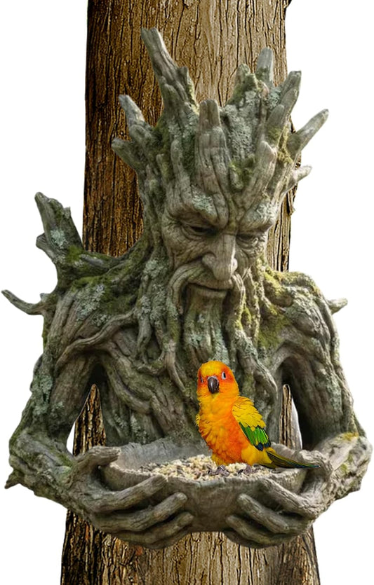 Outdoor Bird Feeder, Resin Modern Sculpture Feeding Station for Finches, Sparrows, Budgies — Perfect for Backyard, Balcony, Patio & Park