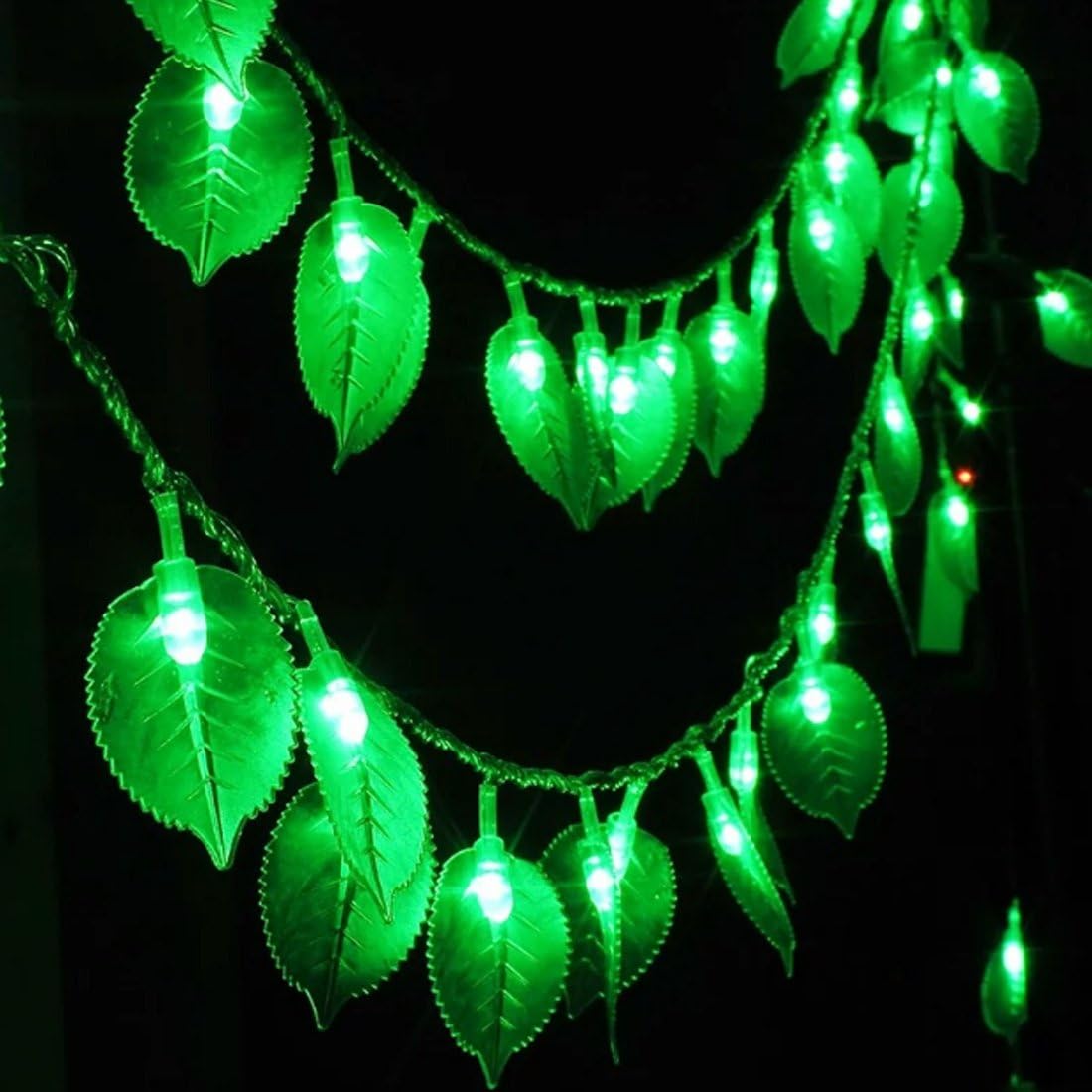 Solar Green Leaf String Lights,20LEDs 8Ft Solar Powered Fairy Lights String Lights for Bar,Restaurant,Home,Gardens,Park,Patios Decoration,Party,Wedding,Xmas,Chinese New Year,Spring Festival.