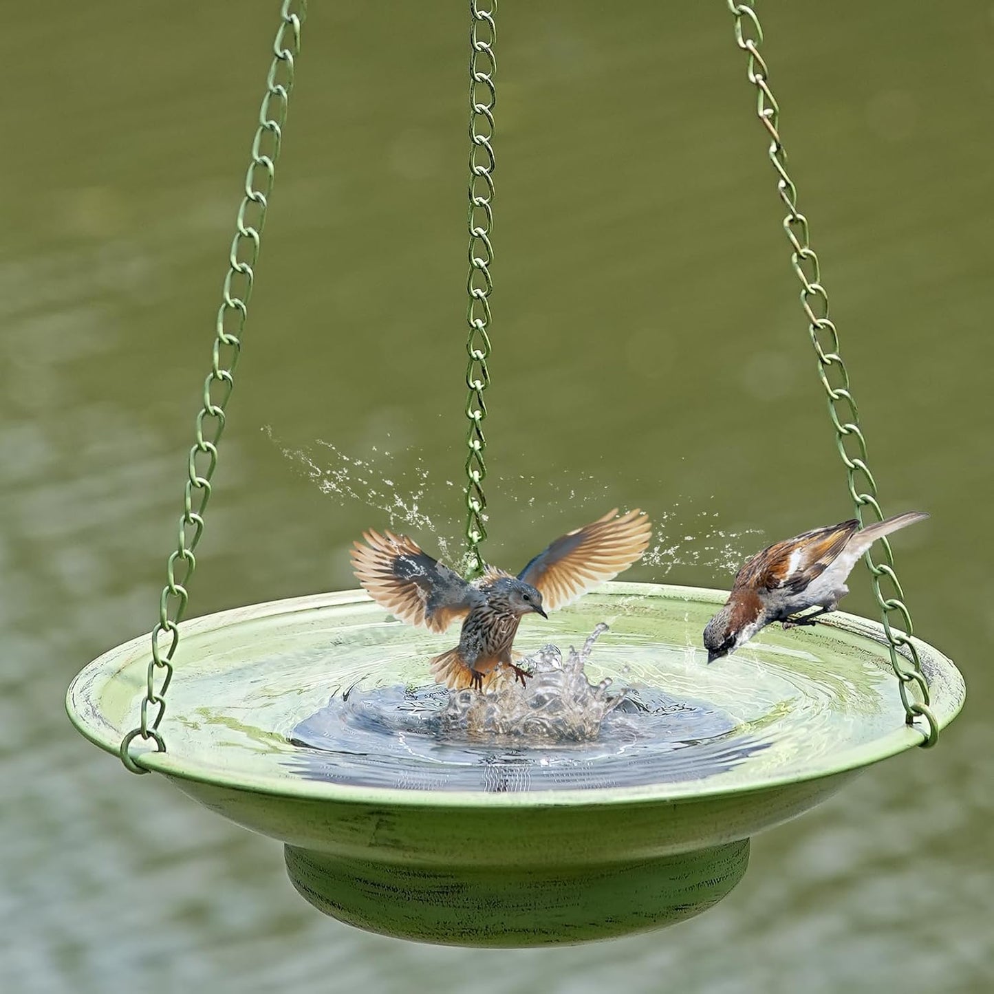 30" H*12.4" W Solar Fountain Hanging Bird Bath, Metal Bird Bath Bubbler, Outdoor Bird Bath Bowl, for Outdoors Garden Patio Decor.