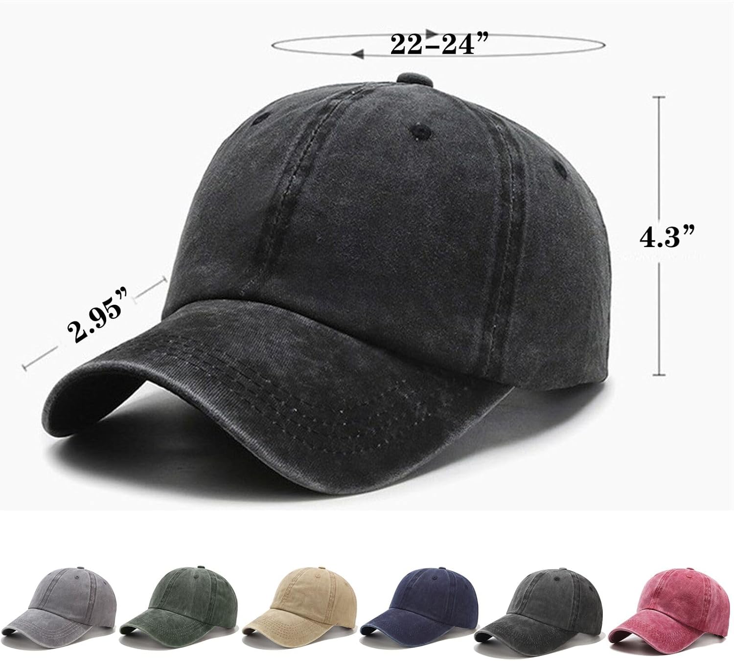 2-6 Packs Vintage Washed Plain Baseball Cap Distressed Dad Golf Hat fo