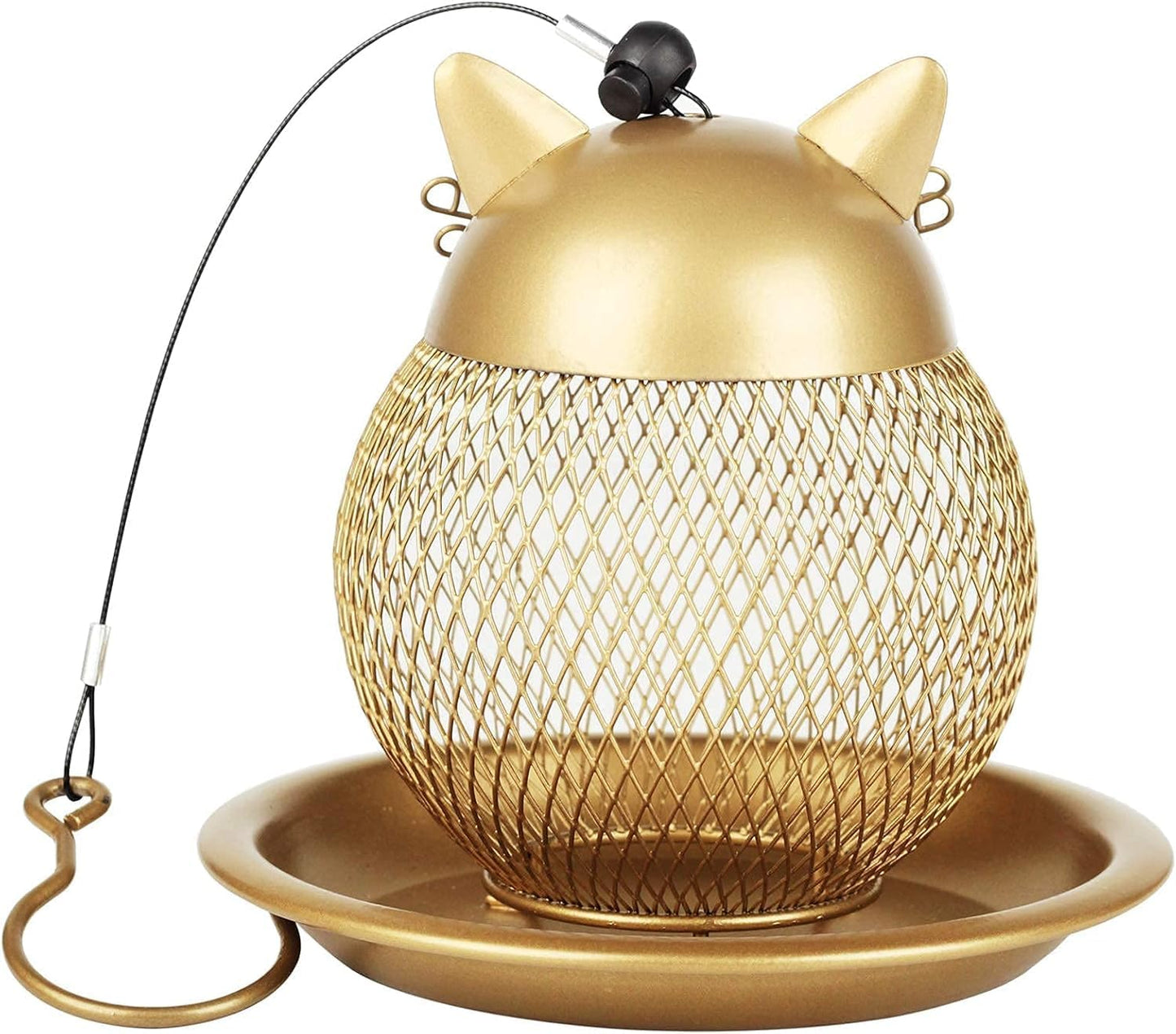 Cat Grandpa Wild Bird Feeder Squirrel Proof Hanging Bird Feeder for Outside, Peanut and All Kinds of Seeds,Yard Garden Decor,Set of 2, Color: Gold