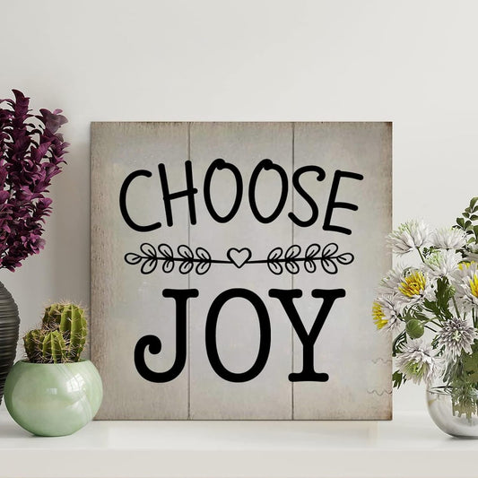 LITTLEGROVE SEEDS Vintage Bible Verse Wood Sign with Inspirational Quotes Choose Joy Sign Farmhouse Wall Art Rustic Wall Decor for Home Man Cave Door Porch Garden Party 12x12in