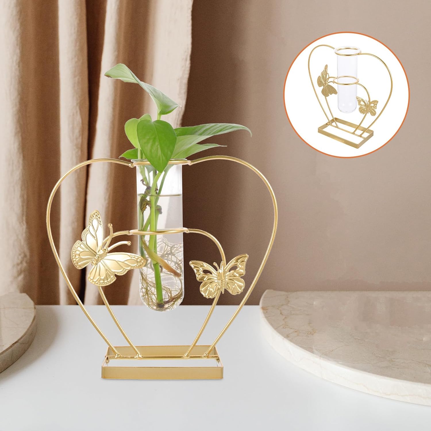 Hydroponic Planter Glass Vase Butterfly-Shaped Hollow Flower Pot Decor